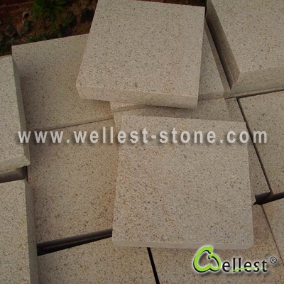 G682 Sunset Yellow Granite Cube Stone Top Surface Bush Hammered Other Side Saw Cut  (CS017)