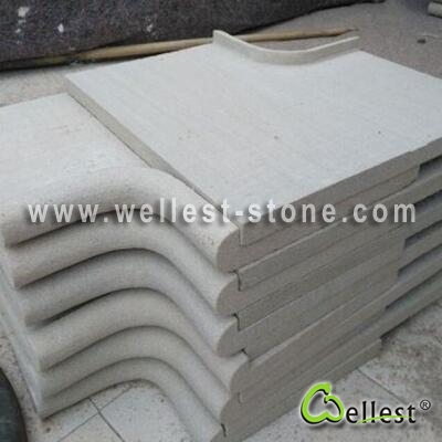 SY157 White Sandstone Swimming Pool L shape Copping Tile with Bullnose Edge 1