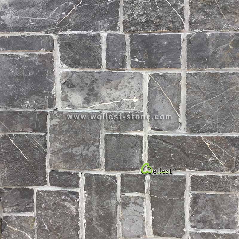 LS-112B Black Limestone Loose Stone Pattern Brick Tile