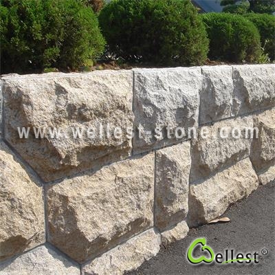 G682 yellow beige large granite mushroom stone for wall cladding
