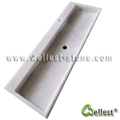 White marble solid integrated  long sink