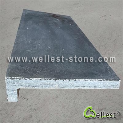 L828 Blue Limestone Plool Coping Honed Finish With Chiseled Straight Drop Face Edge