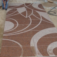 M562 Maple Red Granite Floor Pattern Art Design Waterjet Cut Tile