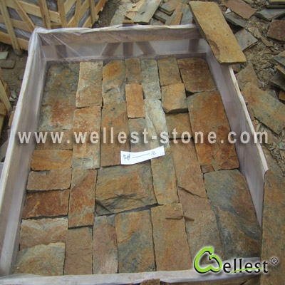 LL-308 Golden Rusty Multi Color Loose Stone for Wall Cladding (Small Strip Type)