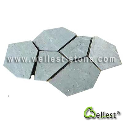 S017 green slate meshed crazy paving