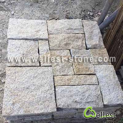 G682 Yellow Beige Granite Irregular Random Tumbled Loosed Stone Tile