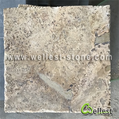 T101 Coffee BrownTravertine Honed Finish Tile with Chiseled Edge