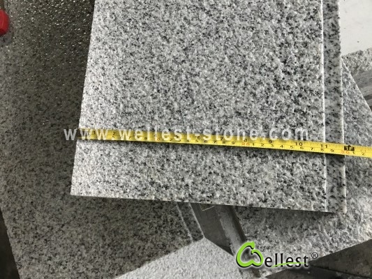 G603 Lunar Pearl Light Grey Granite Bush Hammered Finish Wall Tile with Grooved 2