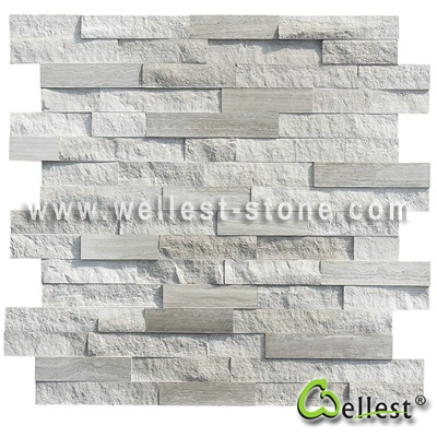 White Wood Marble Ledge Stone Z Shape polished and split finished