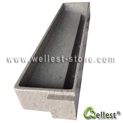 Artificial stone light brown color solid integrated long sink