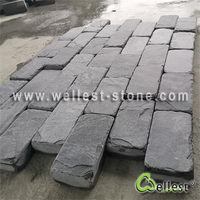 S018 Black slate old looking tumbled cobble for driveway and patio