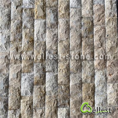 Beige Limestone Mushroom Stone Cladding Tile