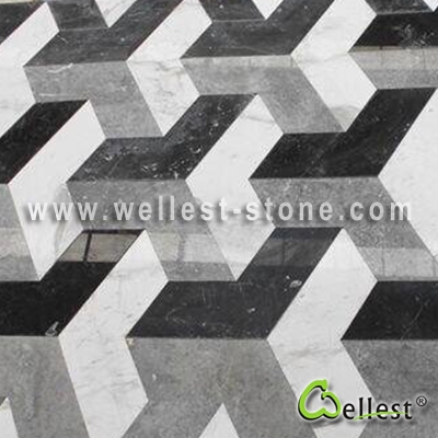 G340   Black and Light Grey Granite 3D Floor Tile
