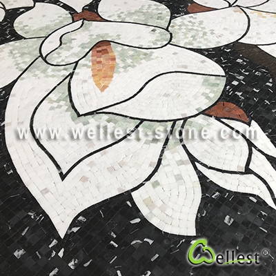 M501 Flower Marble Mosaic Art Design for Feature Wall Decoration