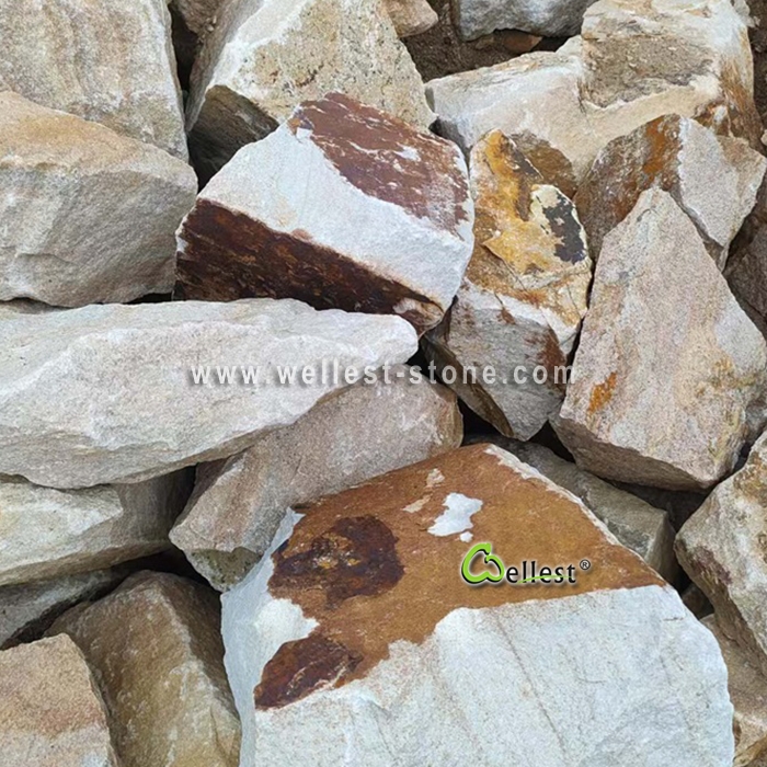 Brown sandstone wall loose stone