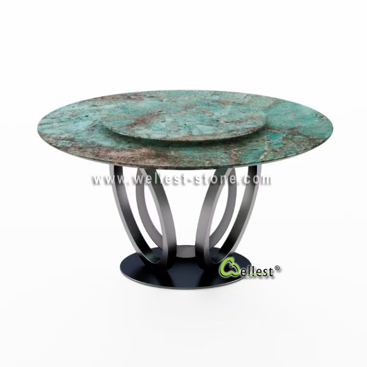 Luxury Natural Stone Round Dining Table | Custom Marble Round Table for Villa Hotel Interior Project