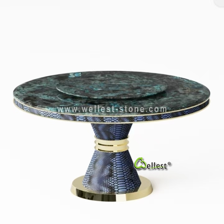 Premium Exotic Stone Round Table | Custom Luxury Natural Marble Furniture for High-End Spaces