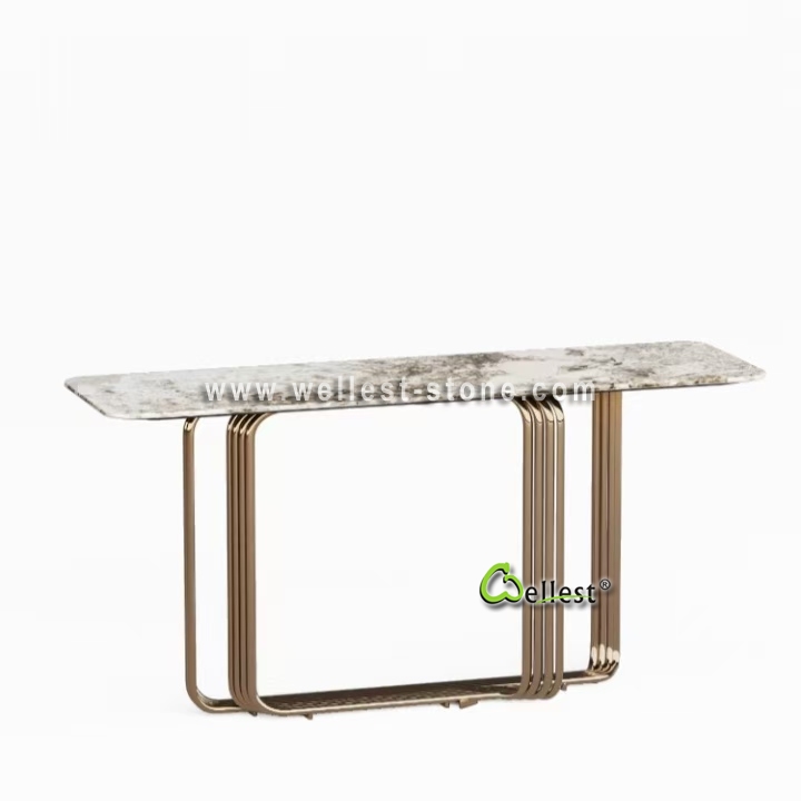 Custom Made Luxury Natural Stone Console Table for Villa Entrance Lobby Interior Design