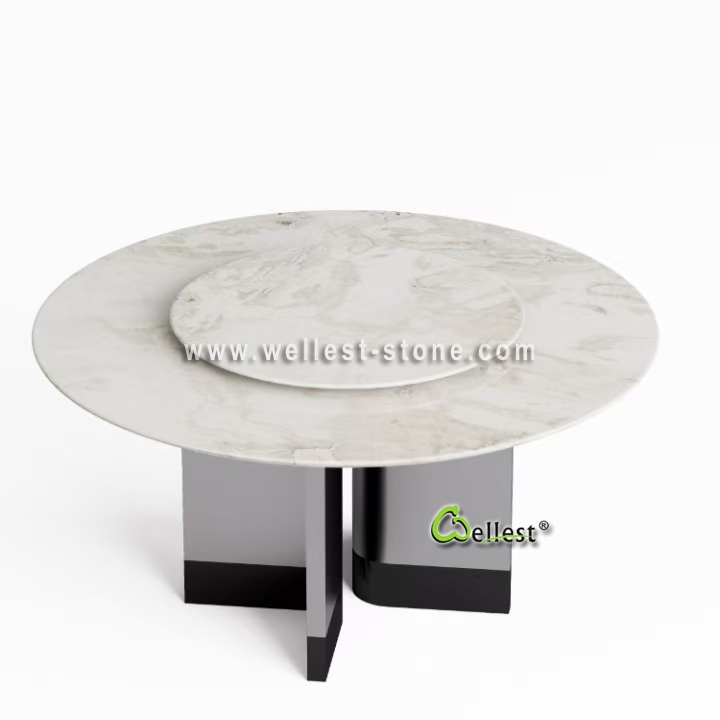 Wholesale Luxury Natural Marble Round Dining Table Custom Made Stone Furniture Factory