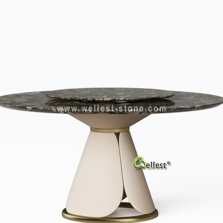 Designer Luxury Marble Round Dining Table Natural Stone Furniture for High End Interior Decoration
