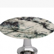 Custom Made Luxury Stone Dining Table Round Marble Top with Modern Base Design