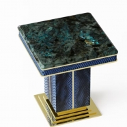 Luxury Natural Stone Side Table Modern Marble Accent Table with Gold Metal Base for Villa Hotel Livi
